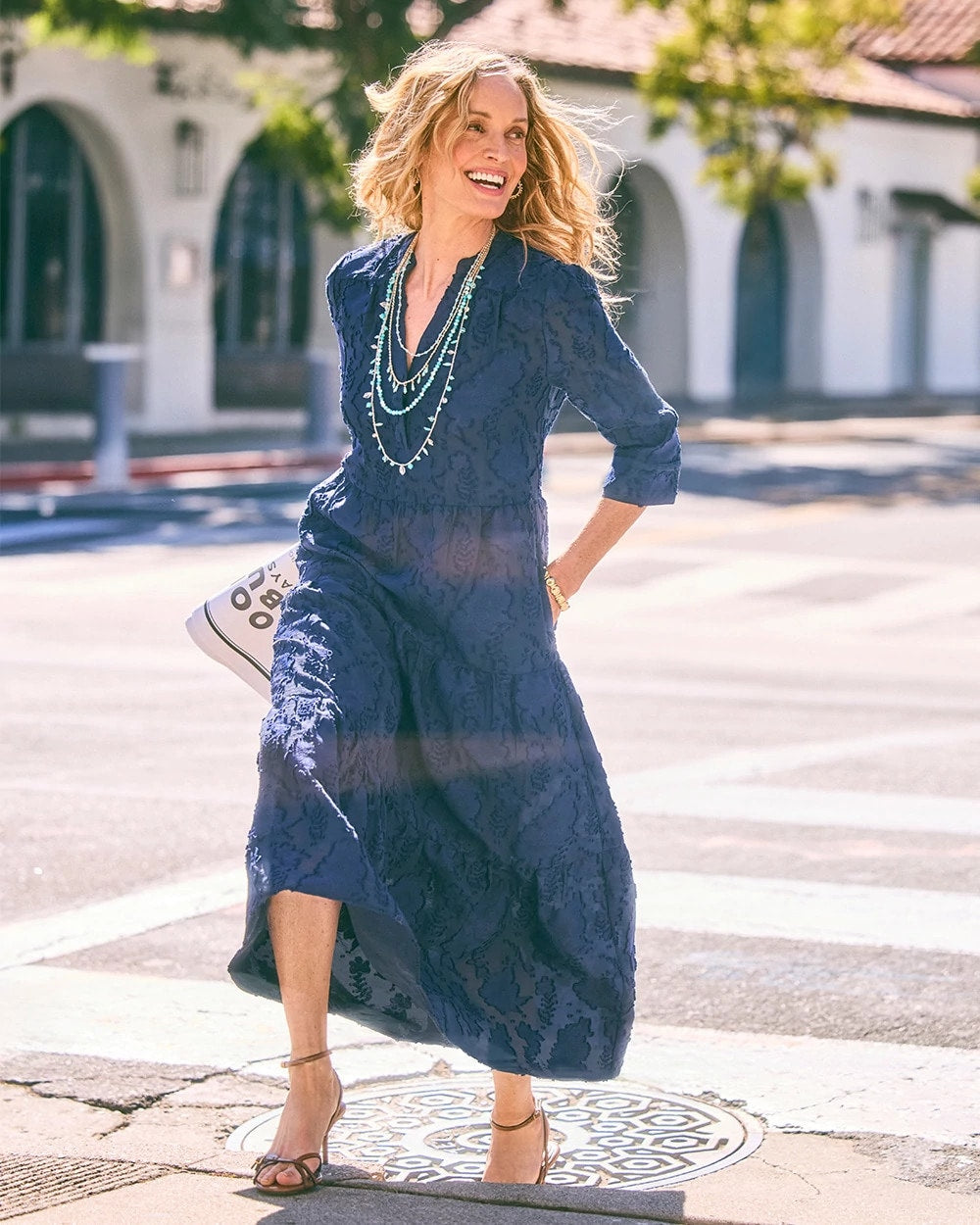 Chico's Latest - Tiered Lace Dress Passport Blue