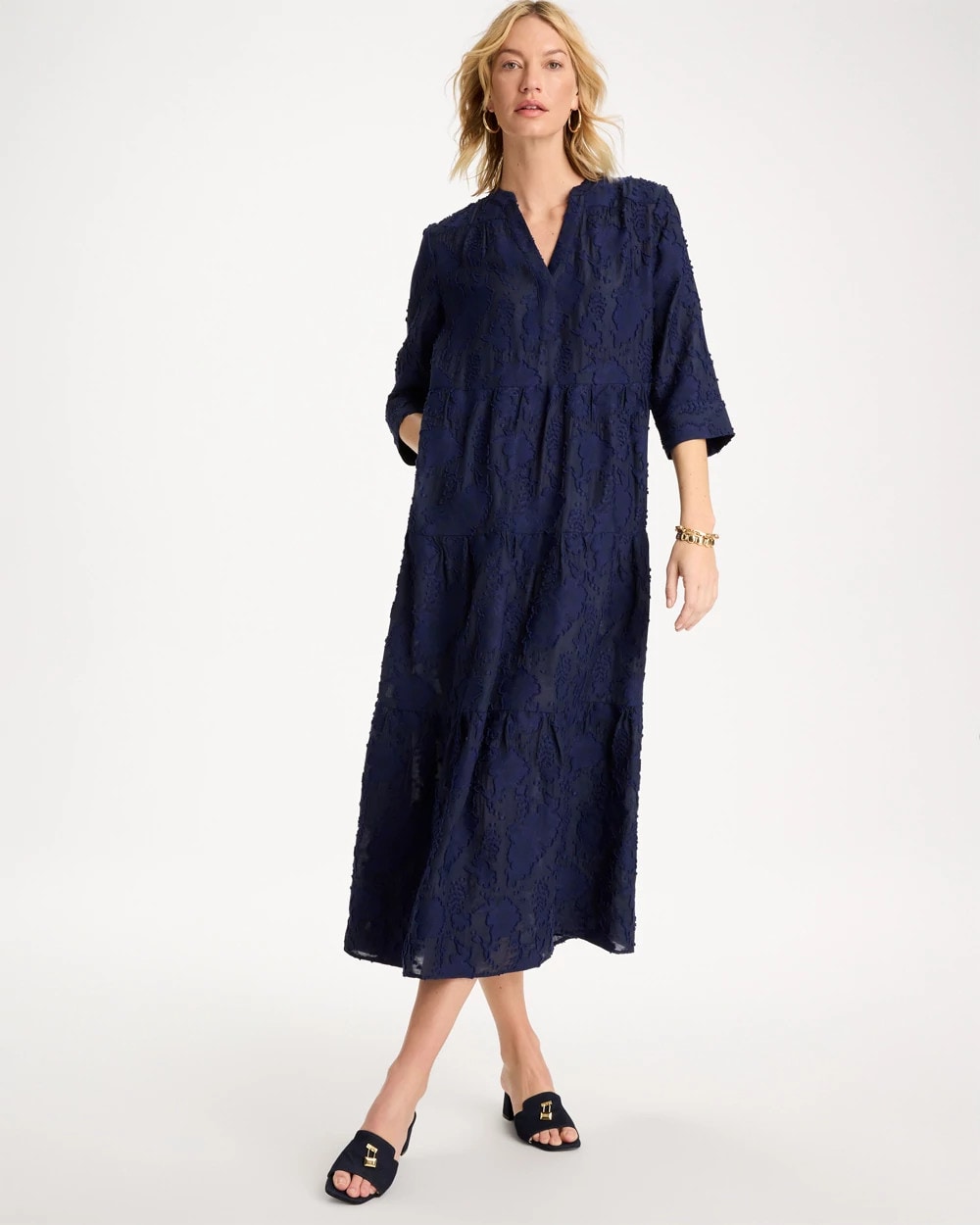 Chico's Latest - Tiered Lace Dress Passport Blue