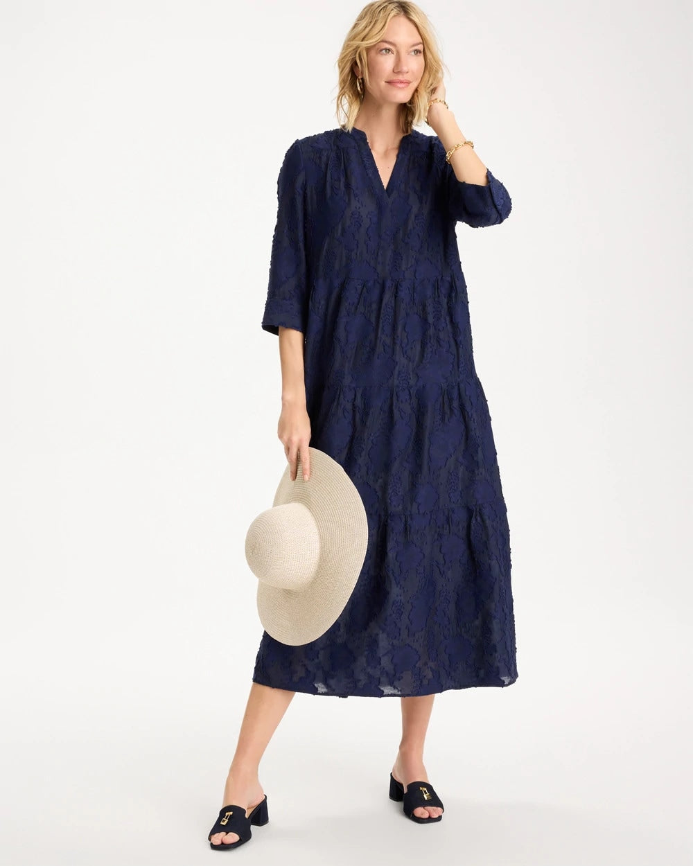 Chico's Latest - Tiered Lace Dress Passport Blue