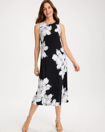 Chico's Special Offer - Travelers™ Knit Abstract Floral Swing Dress Black