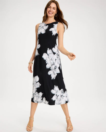 Chico's Special Offer - Travelers™ Knit Abstract Floral Swing Dress Black