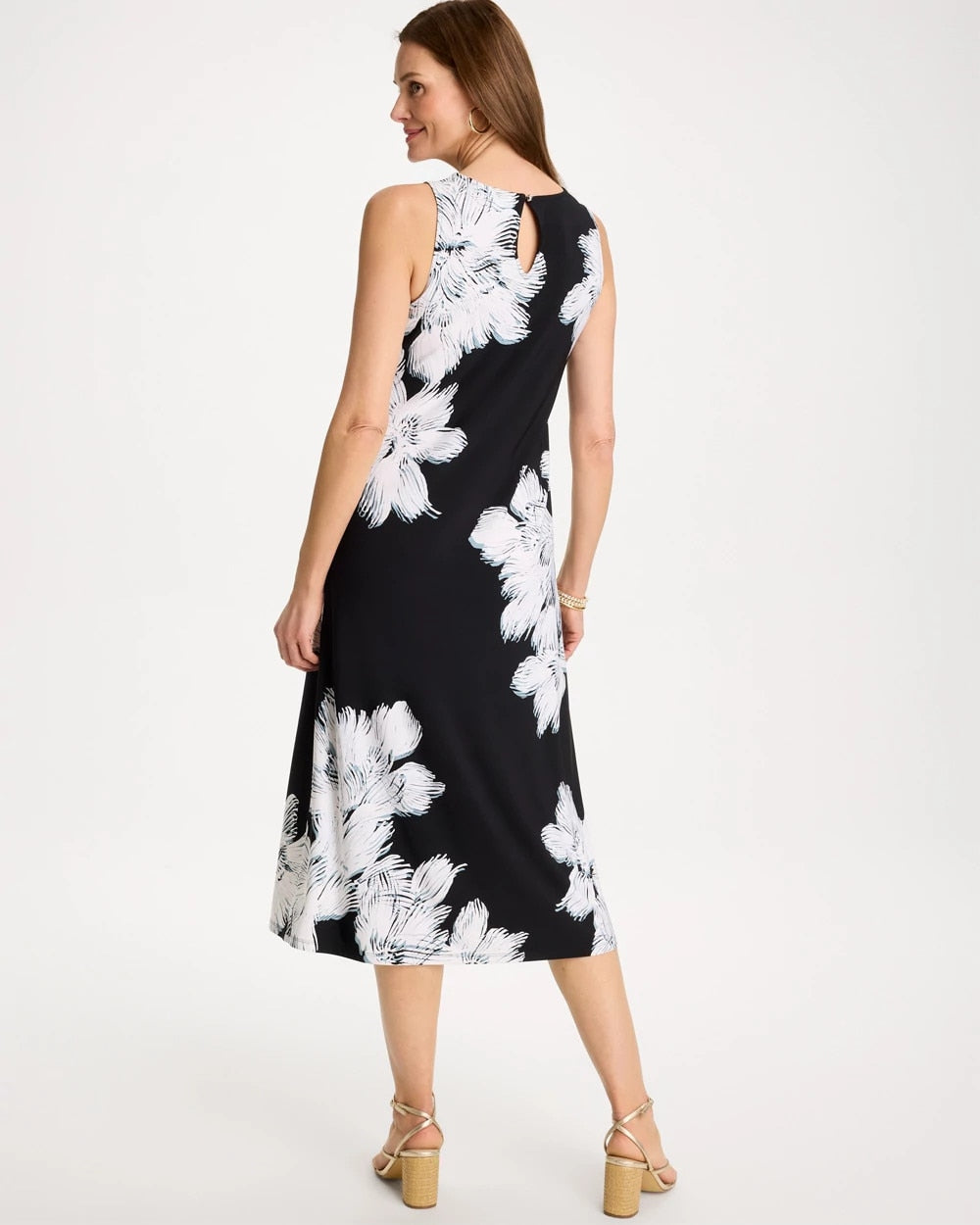 Chico's Special Offer - Travelers™ Knit Abstract Floral Swing Dress Black