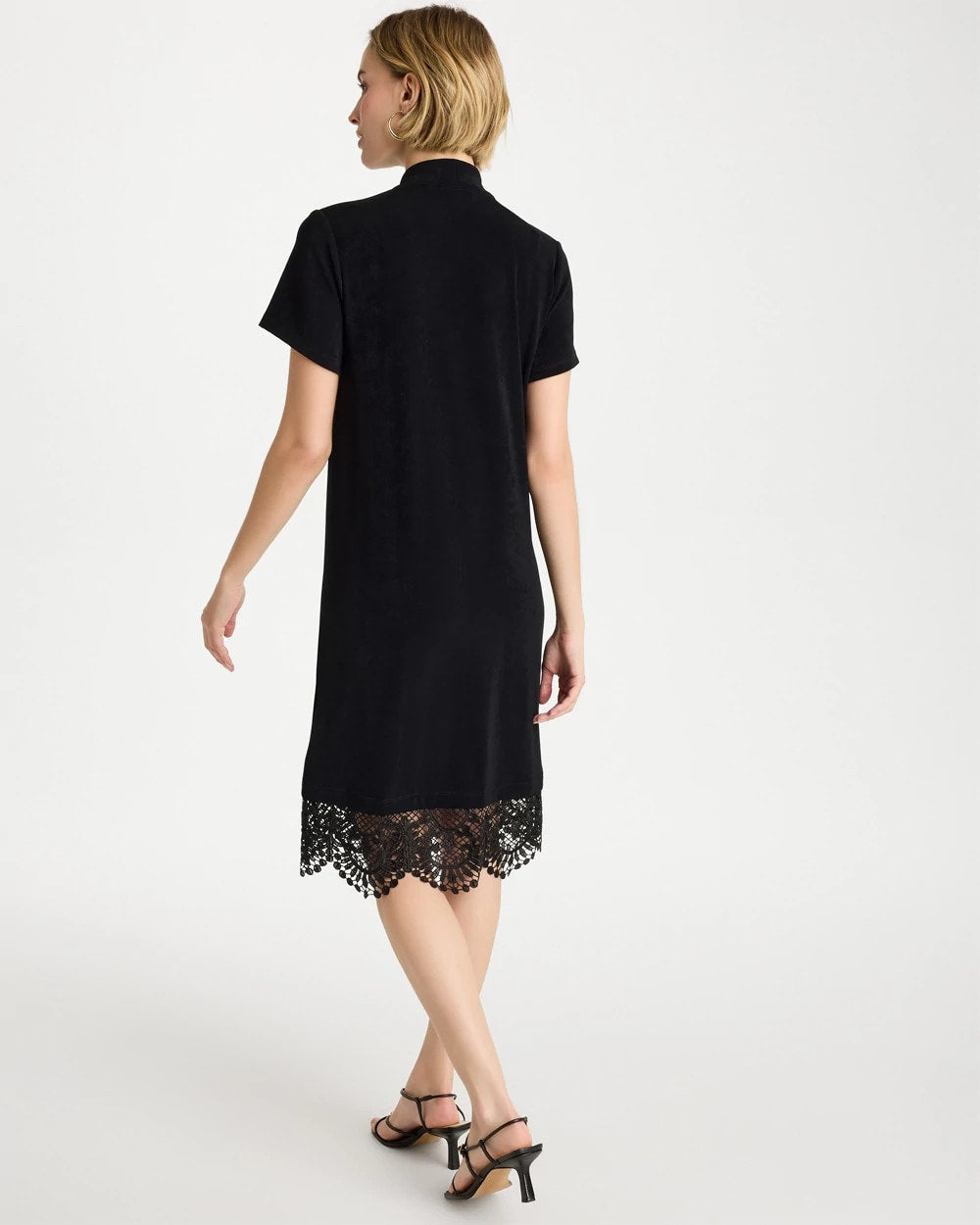 Chico's Everyday - Travelers™ Lace Hem V-Neck Dress Travelers Black