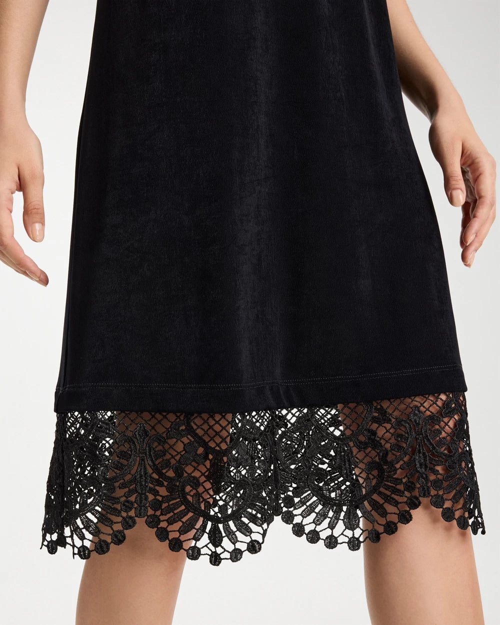Chico's Everyday - Travelers™ Lace Hem V-Neck Dress Travelers Black