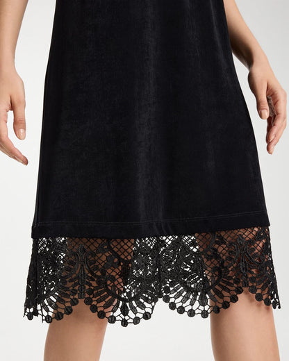 Chico's Everyday - Travelers™ Lace Hem V-Neck Dress Travelers Black