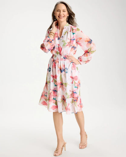 Chico's Smart Buy - Georgette Trapunto Pullover Dress Calypso Coral
