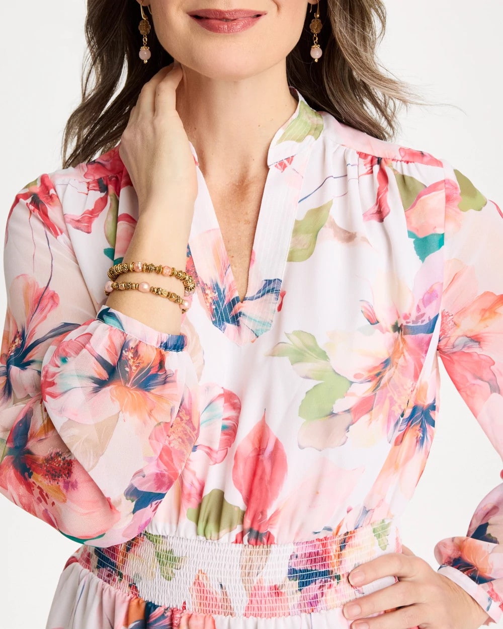Chico's Smart Buy - Georgette Trapunto Pullover Dress Calypso Coral