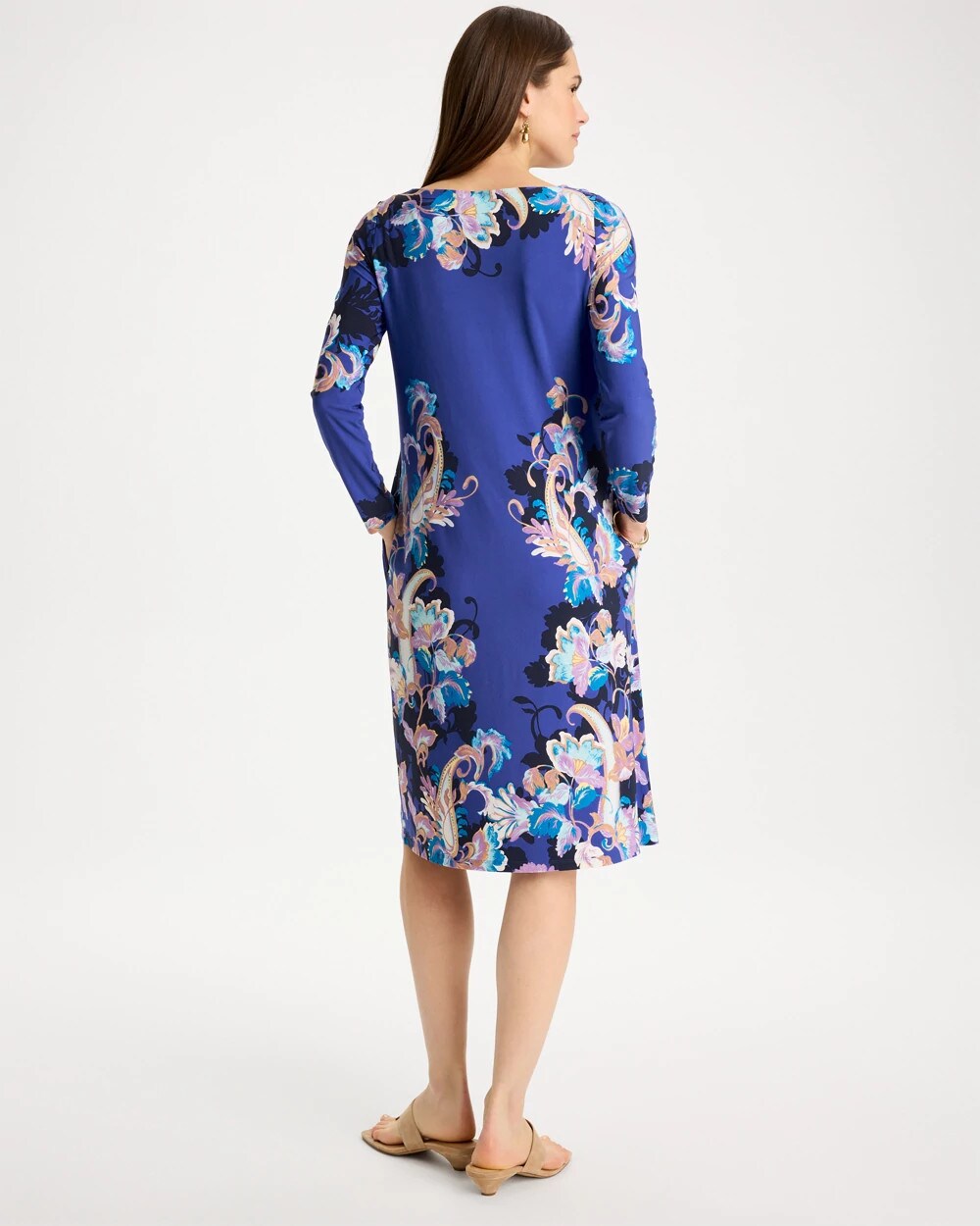 Chico's Trusted - Jersey Knit Baroque Shift Dress Amparo Blue