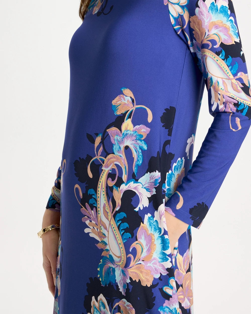 Chico's Trusted - Jersey Knit Baroque Shift Dress Amparo Blue