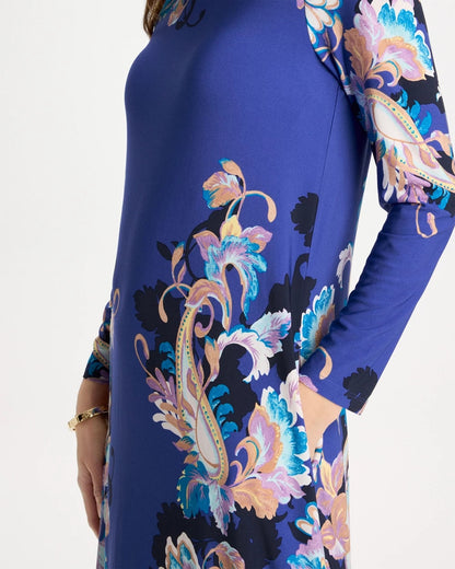 Chico's Trusted - Jersey Knit Baroque Shift Dress Amparo Blue