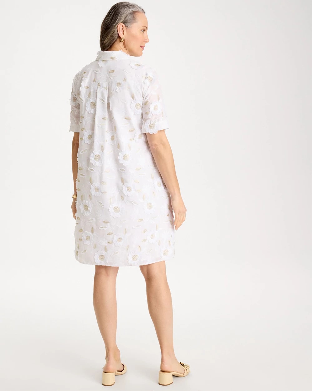 Chico's Deals - 3D Floral Embroidered Dress Alabaster