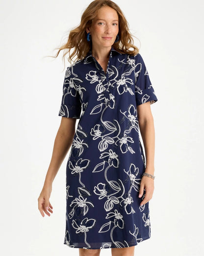 Chico's Featured - Embroidered Floral Dress Passport Blue