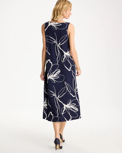 Chico's Hot Sale - Travelers™ Knit Botanical Jeweled Dress Passport Blue