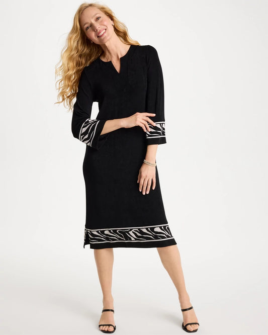 Chico's Sale - Travelers™ Zebra Trim Kurta Dress Travelers Black