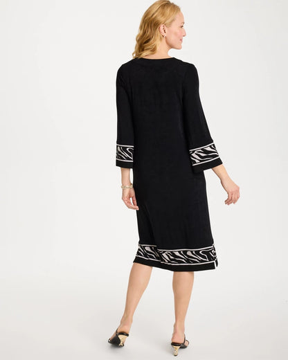 Chico's Sale - Travelers™ Zebra Trim Kurta Dress Travelers Black