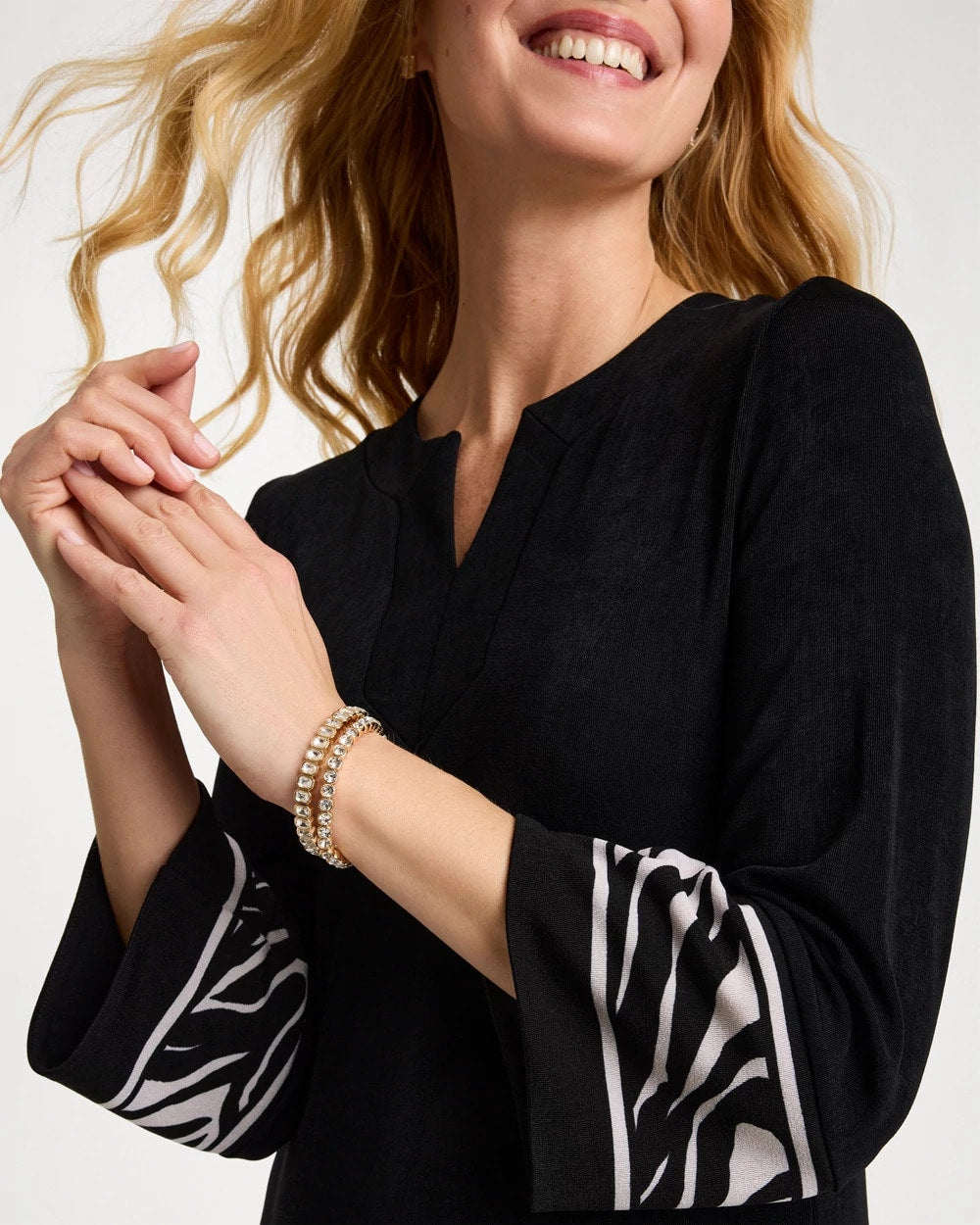 Chico's Sale - Travelers™ Zebra Trim Kurta Dress Travelers Black