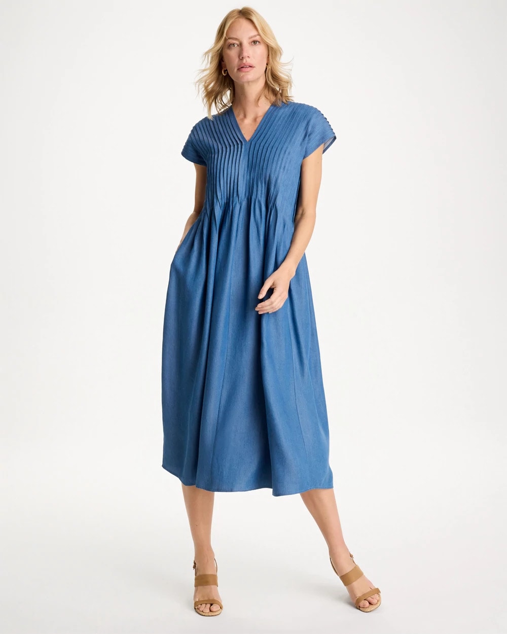 Chico's Trending - Denim Popover Midi Dress Indigo