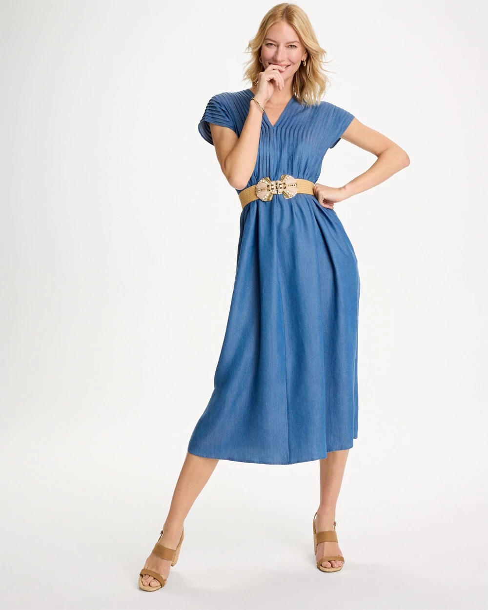 Chico's Trending - Denim Popover Midi Dress Indigo
