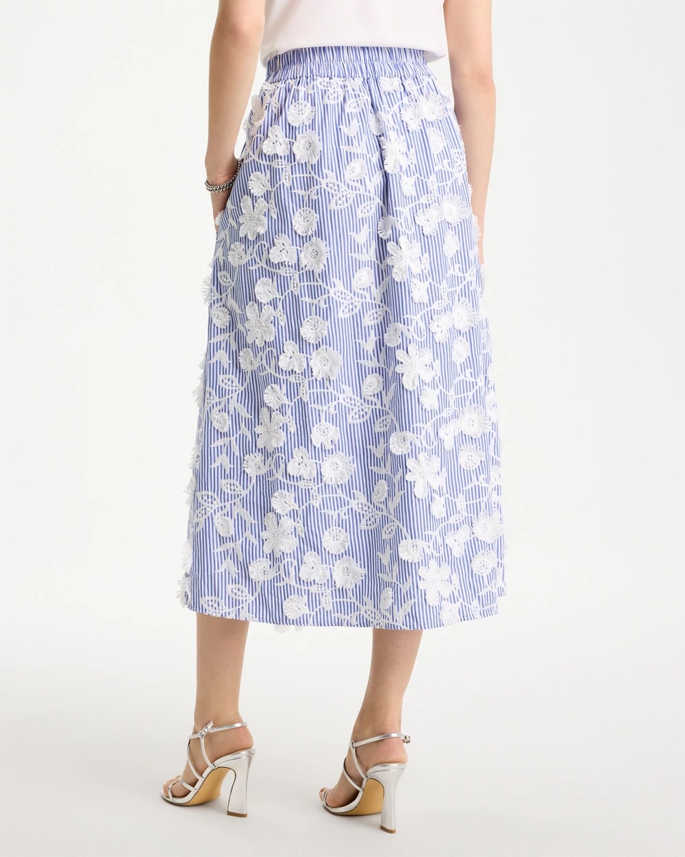 Chico's Deals - Cotton Embroidered Floral Skirt Alabaster