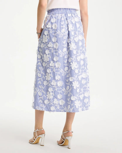 Chico's Deals - Cotton Embroidered Floral Skirt Alabaster