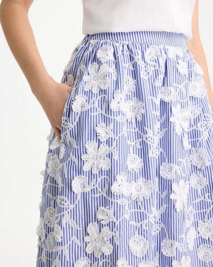 Chico's Deals - Cotton Embroidered Floral Skirt Alabaster