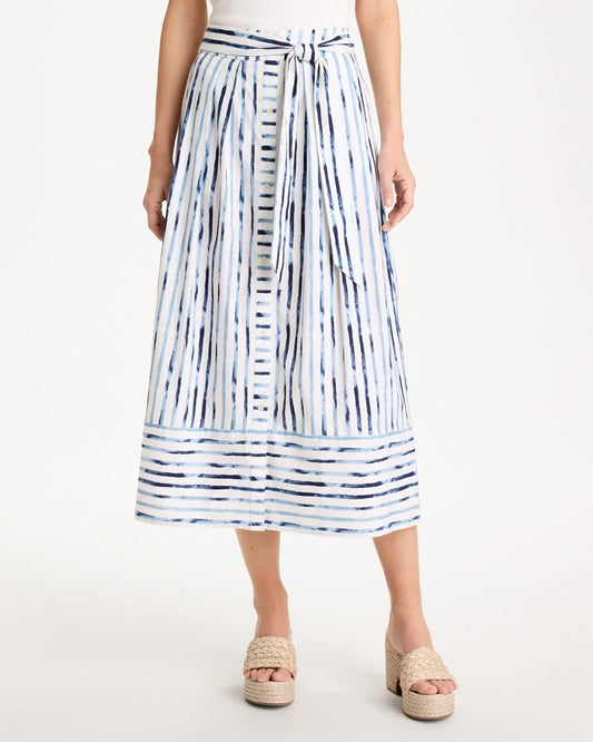Chico's Sale - Palermo Striped Tie-Front Skirt Passport Blue