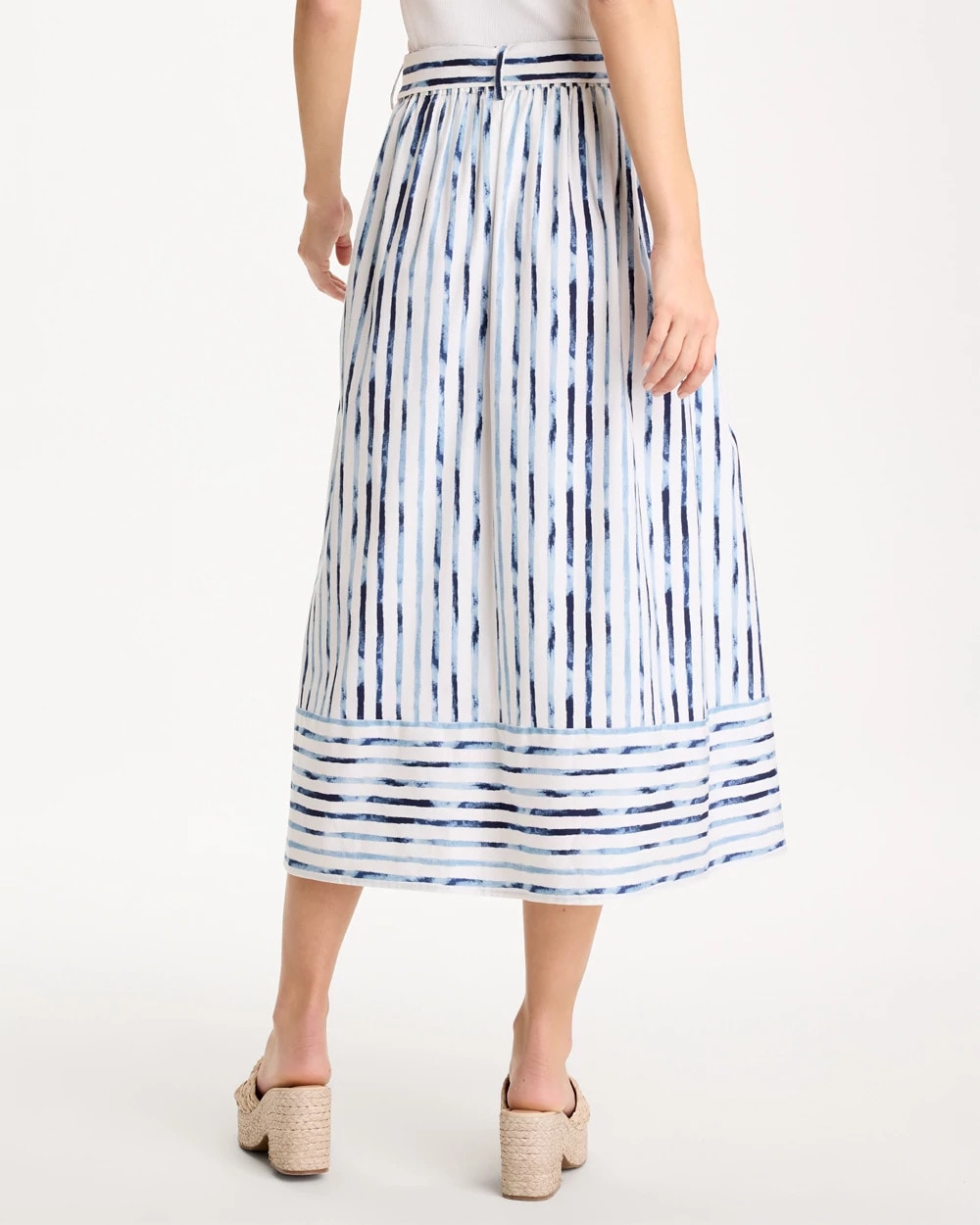 Chico's Sale - Palermo Striped Tie-Front Skirt Passport Blue