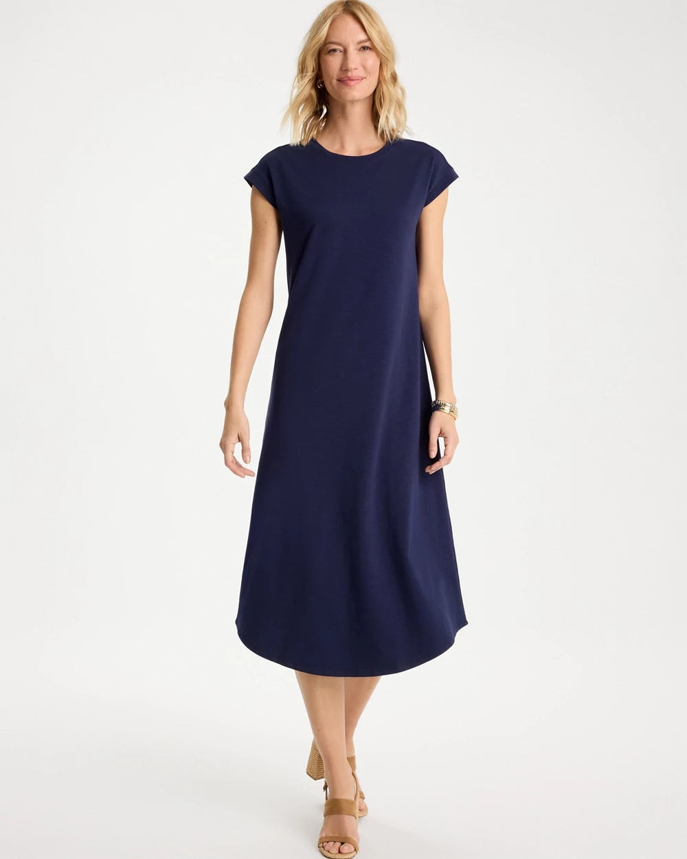Chico's Latest - Soft-Stretch Cotton Slub Dress Passport Blue