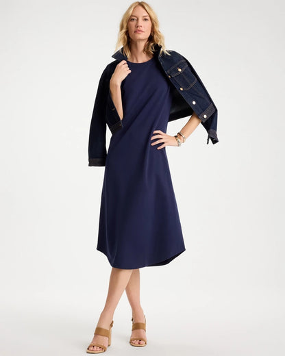 Chico's Latest - Soft-Stretch Cotton Slub Dress Passport Blue