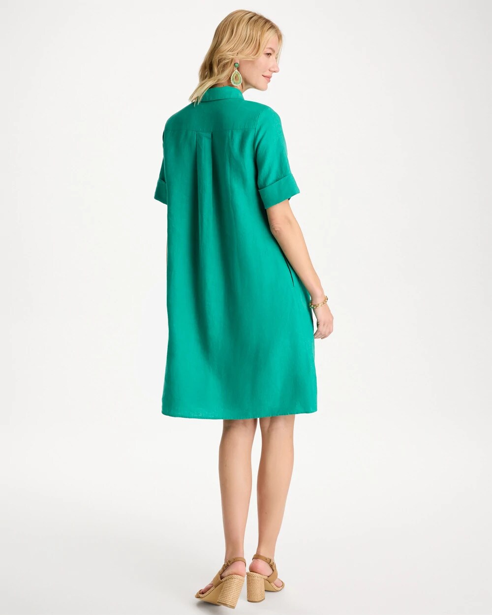 Chico's Essential - Linen Popover Dress Topanga Green