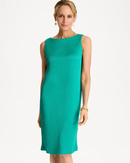 Chico's Great Value - Travelers™ Crinkled Satin Tank Dress Topanga Green
