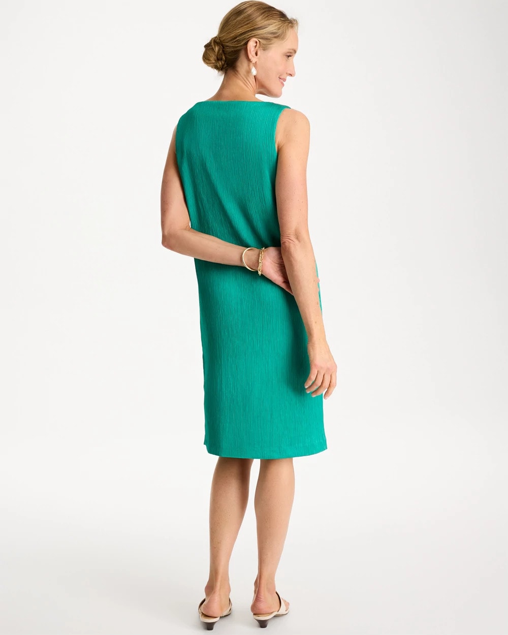 Chico's Great Value - Travelers™ Crinkled Satin Tank Dress Topanga Green