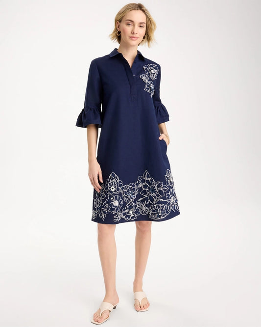 Chico's Premium - 3D Applique Dress Passport Blue