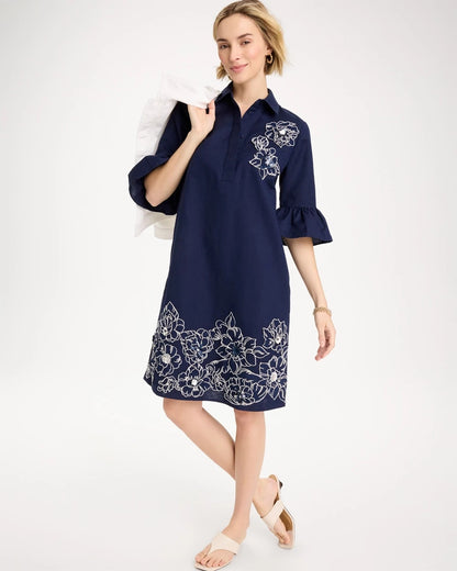 Chico's Premium - 3D Applique Dress Passport Blue