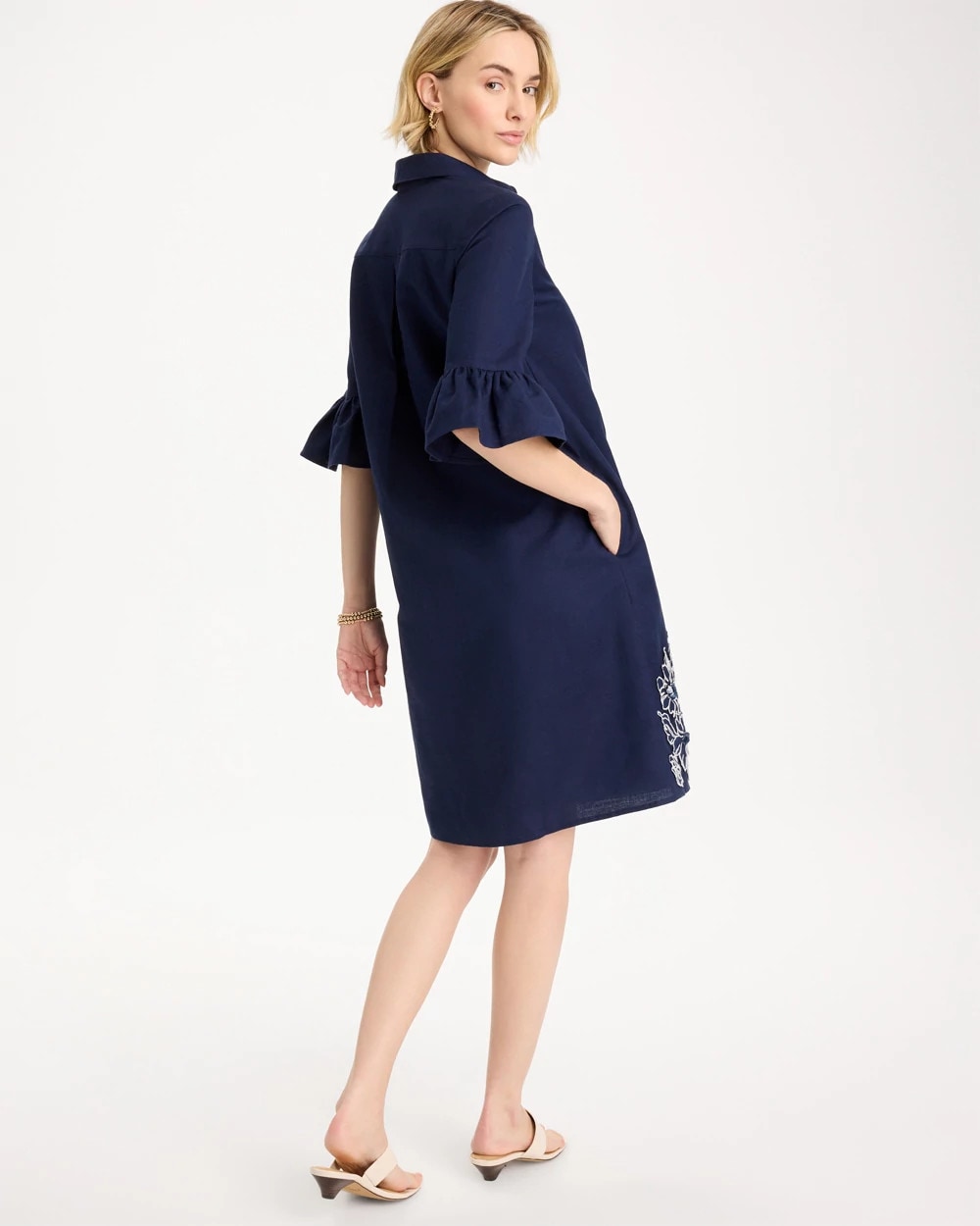 Chico's Premium - 3D Applique Dress Passport Blue