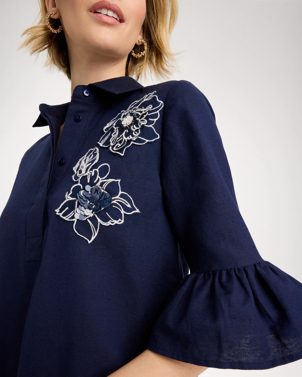 Chico's Premium - 3D Applique Dress Passport Blue