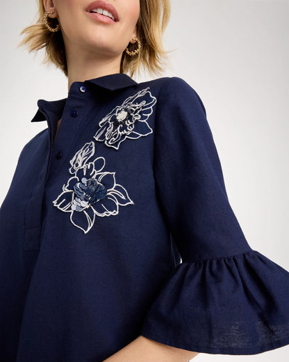 Chico's Premium - 3D Applique Dress Passport Blue