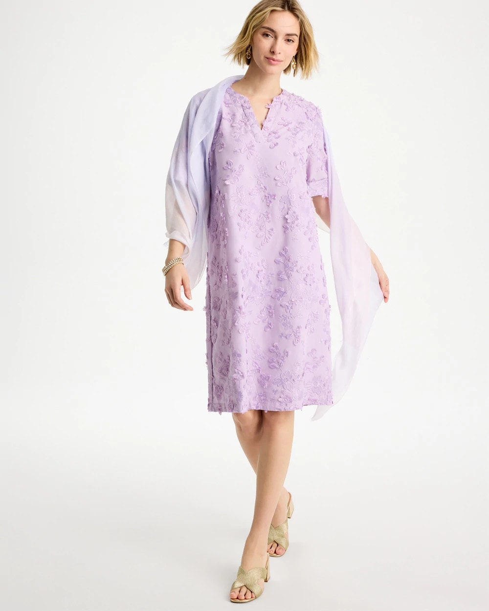 Chico's Latest - 3D Floral Dress Orchid Mist