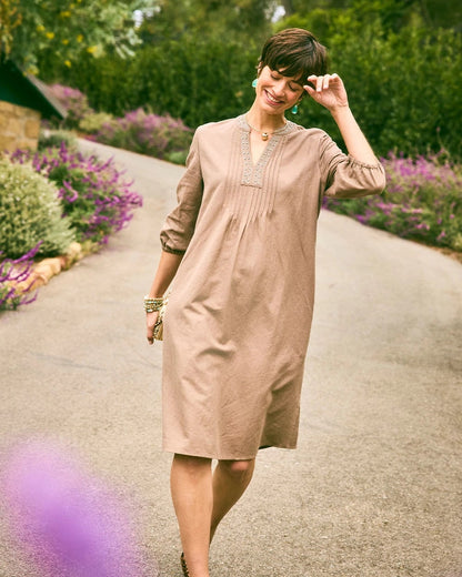 Chico's Popular - Linen-Cotton Pintuck Dress Topaz Smoke