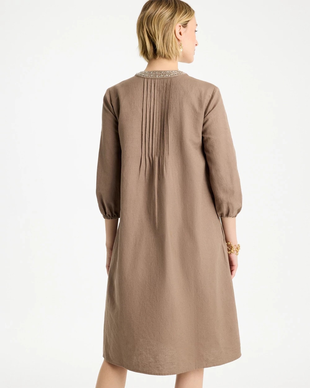 Chico's Popular - Linen-Cotton Pintuck Dress Topaz Smoke