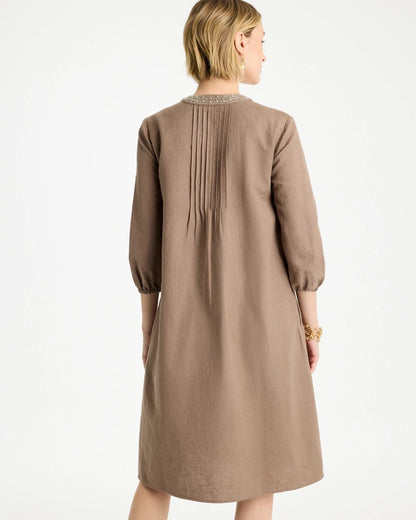 Chico's Popular - Linen-Cotton Pintuck Dress Topaz Smoke
