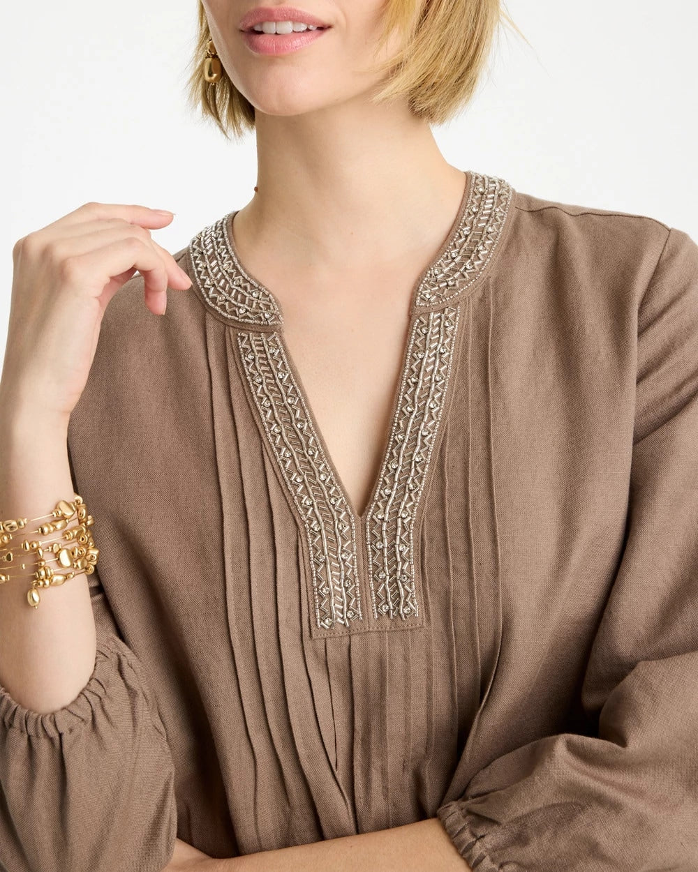 Chico's Popular - Linen-Cotton Pintuck Dress Topaz Smoke