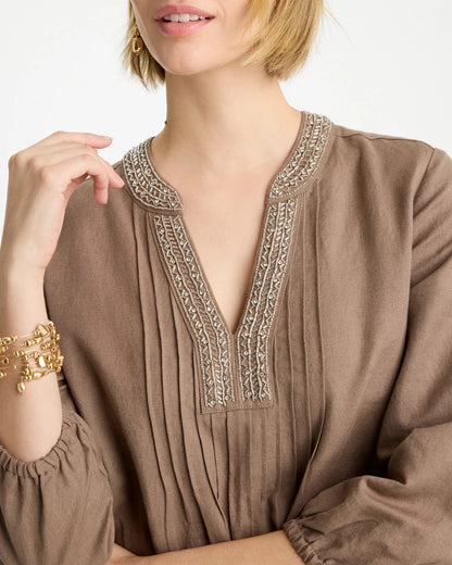 Chico's Popular - Linen-Cotton Pintuck Dress Topaz Smoke
