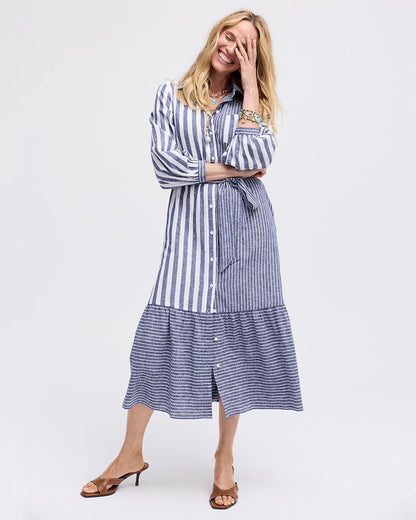 Chico's Deals - Linen-Cotton Striped Shirtdress Indigo