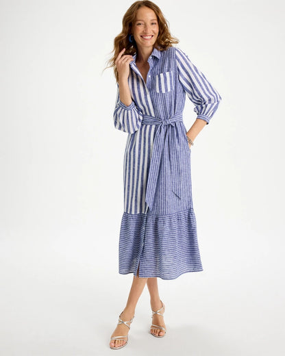 Chico's Deals - Linen-Cotton Striped Shirtdress Indigo