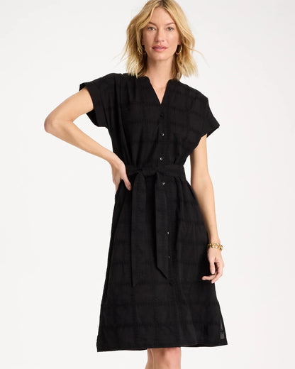 Chico's Classic - Embroidered Cotton Shirtdress Black