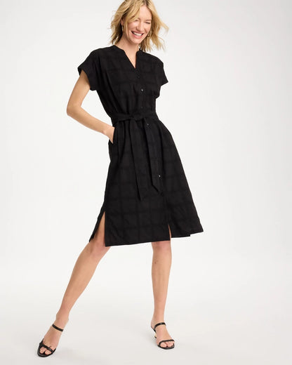 Chico's Classic - Embroidered Cotton Shirtdress Black