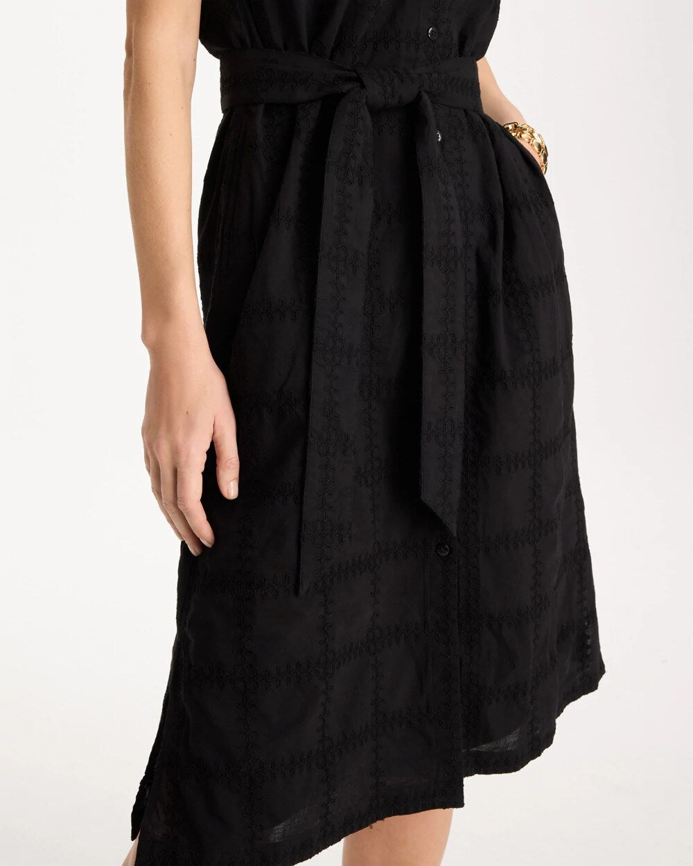 Chico's Classic - Embroidered Cotton Shirtdress Black