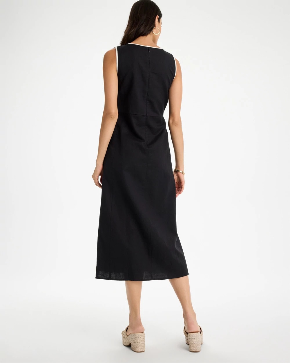 Chico's Essential - Sleeveless Surplice Linen Dress Black