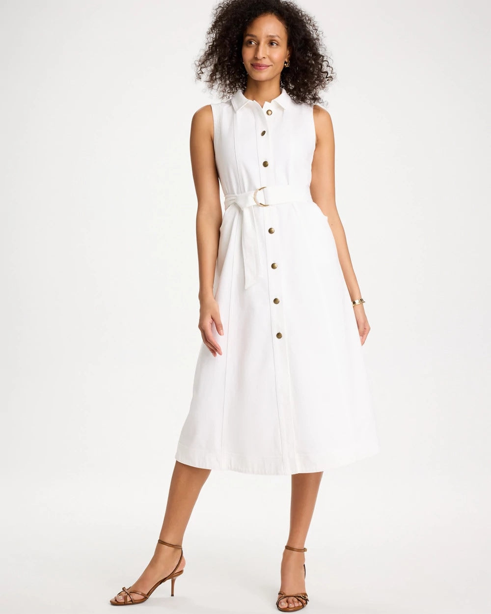Chico's Everyday - Denim Sleeveless Shirtdress Alabaster